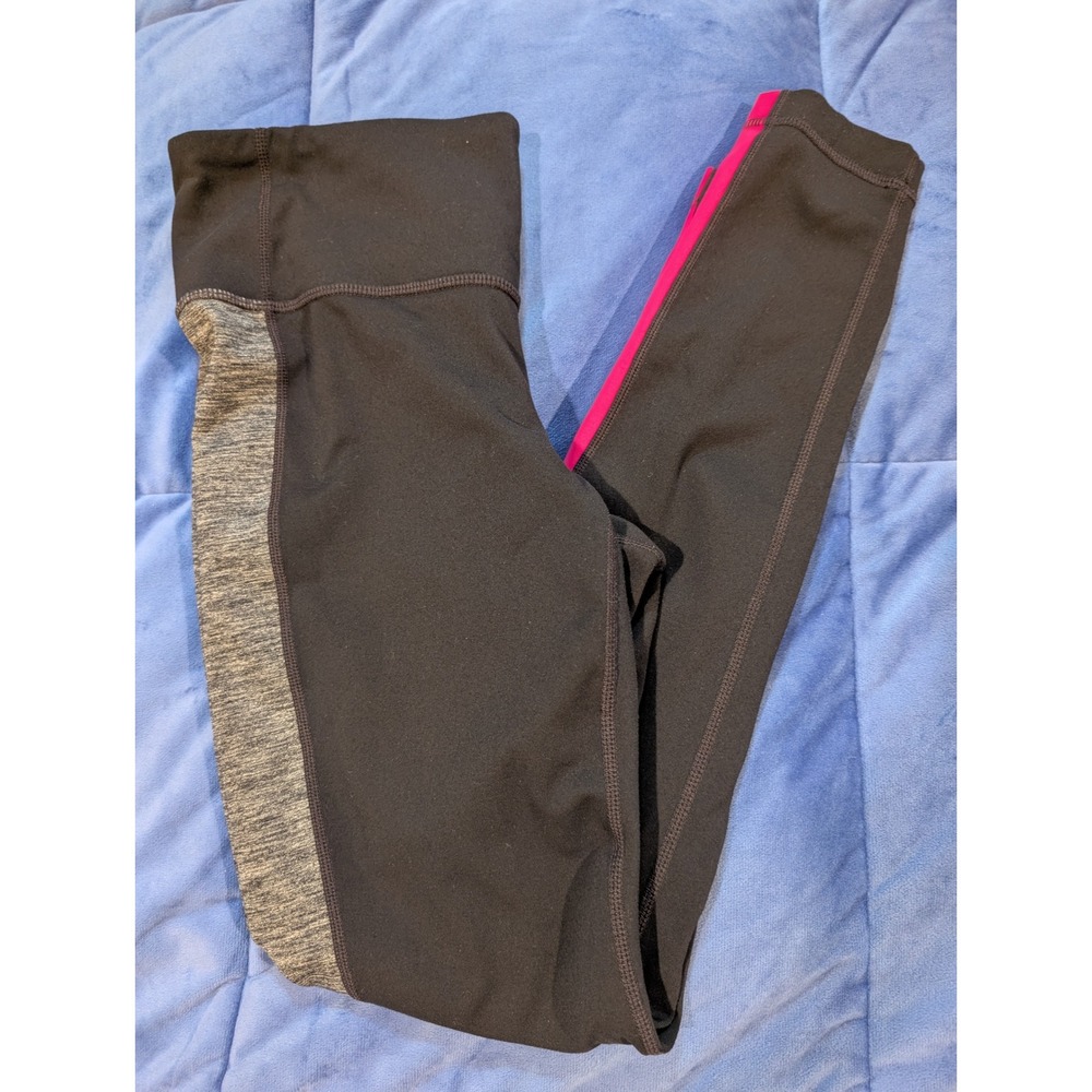 Athleta Colorblock Revelation Leggings Black Grey Pink Active - Size M